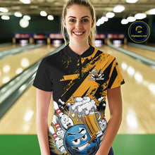 Load image into Gallery viewer, Custom Funny Cool Bowling Ball Bowling And Beer Women Quarter-Zip Shirt, Bowling Uniform IPHW9611