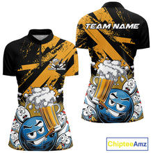 Load image into Gallery viewer, Custom Funny Cool Bowling Ball Bowling And Beer Women Quarter-Zip Shirt, Bowling Uniform IPHW9611