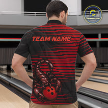 Load image into Gallery viewer, Custom Black And Red Scorpion Bowling Team Quarter-Zip Shirts For Men, Bowling League Shirt IPHW9036