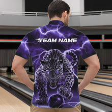 Load image into Gallery viewer, Purple Thunder Lightning Custom Leopard Bowling Quarter-Zip Shirts For Men, Bowling League Shirt IPHW8319