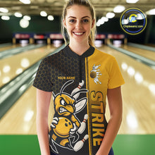 Load image into Gallery viewer, Custom Strike Bee Bowling Quarter-Zip Shirts For Women, Bee Bowling Team Bowlers Outfit IPHW9047