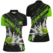 Load image into Gallery viewer, Green Strike Bowling Custom Team Shirts For Women, Bowling League Outfits For Bowlers IPHW6336