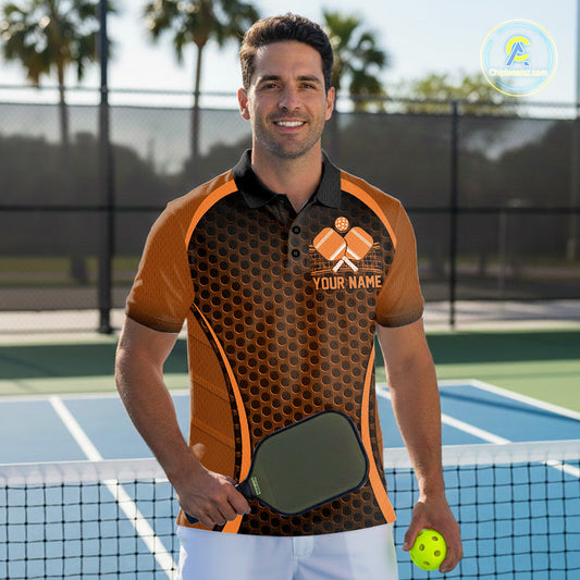 Custom Orange Pickleball Shirts For Men, Men's Pickleball Outfit Pickleball Team Shirts IPHW10695