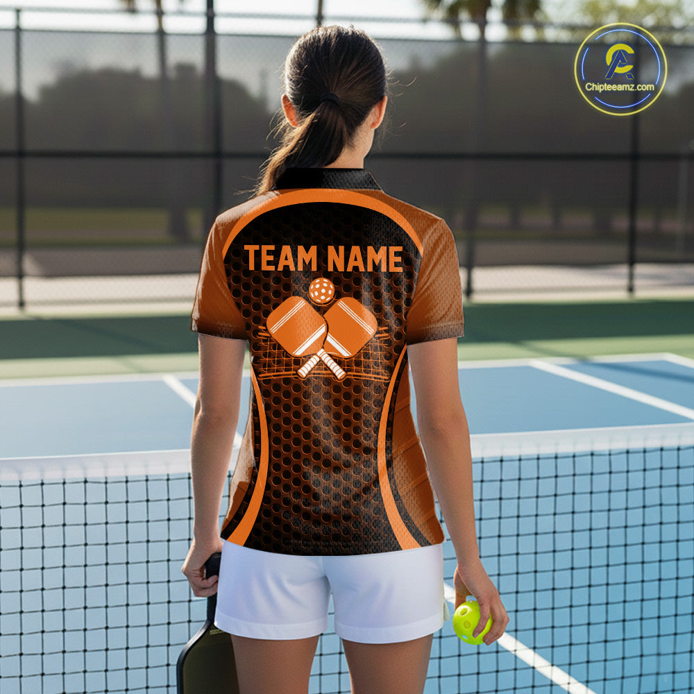 Custom Orange Pickleball Shirts For Women, Women's Pickleball Outfit Pickleball Team Shirts IPHW10695
