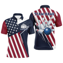 Load image into Gallery viewer, Custom Patriotic Bowling Shirts For Men, US Bowling Team Shirts American Flag Shirt IPHW7394