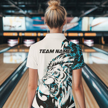 Load image into Gallery viewer, Custom Blue Camo Lion Bowling Team Quarter-Zip Shirts For Women, Lion Bowling League Shirt IPHW8856