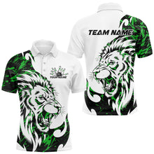 Load image into Gallery viewer, Custom Green Camo Lion Bowling Team Polo Shirts For Men, Lion Bowling League Shirt IPHW8857