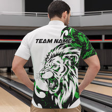 Load image into Gallery viewer, Custom Green Camo Lion Bowling Team Quarter-Zip Shirts For Men, Lion Bowling League Shirt IPHW8857