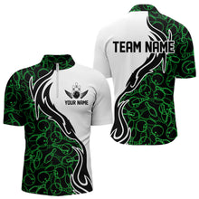 Load image into Gallery viewer, Black And Green Bowling Pattern Custom Bowling Team Men Quarter-Zip Shirts, Bowling League Shirt IPHW8867