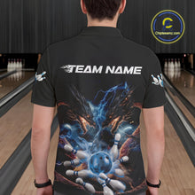 Load image into Gallery viewer, Custom Blue Lightning Flame Dragons Bowling Men Polo Shirt, Fire Dragon Bowling Jerseys IPHW9815