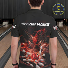 Load image into Gallery viewer, Custom Red Lightning Flame Dragons Bowling Men Polo Shirt, Fire Dragon Bowling Jerseys IPHW9816