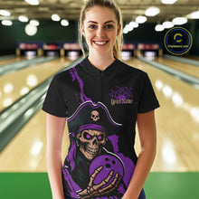Load image into Gallery viewer, Custom Black And Purple Pirate Bowling Women Shirt, Pirate Bowling Team Jerseys IPHW10708