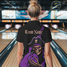 Load image into Gallery viewer, Custom Black And Purple Pirate Bowling Women Shirt, Pirate Bowling Team Jerseys IPHW10708