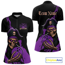Load image into Gallery viewer, Custom Black And Purple Pirate Bowling Women Shirt, Pirate Bowling Team Jerseys IPHW10708