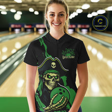 Load image into Gallery viewer, Custom Black And Green Pirate Bowling Women Shirt, Pirate Bowling Team Jerseys IPHW10711