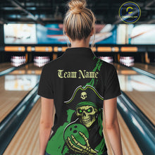 Load image into Gallery viewer, Custom Black And Green Pirate Bowling Women Shirt, Pirate Bowling Team Jerseys IPHW10711