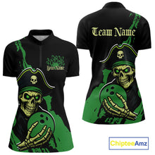 Load image into Gallery viewer, Custom Black And Green Pirate Bowling Women Shirt, Pirate Bowling Team Jerseys IPHW10711