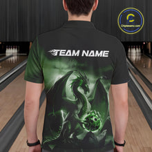 Load image into Gallery viewer, Custom Black And Green Thunder Lightning Dragon Bowling Men Polo Shirts, Team Outfit IPHW9100