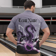 Load image into Gallery viewer, Custom Purple Thunder Lightning Dragon Bowling Quarter-Zip Shirts For Men, Bowling Team Uniform IPHW8558