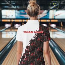 Load image into Gallery viewer, Custom Red Flame Bowling Women Polo Team Shirt, Bowling League Shirt Bowlers Outfit IPHW11268