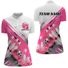 Load image into Gallery viewer, Custom Pink Bowling Polo Shirts For Women, Bowling Team Shirts Bowling Jerseys With Name IPHW7128