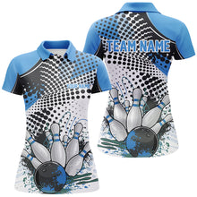 Load image into Gallery viewer, Personalized Bowling Shirts For Women, Custom Bowling League Shirts Blue Bowling Outfits IPHW7132