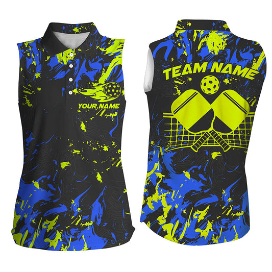 Blue And Green Custom Pickleball Team Shirts For Women, Pickleball Polo Shirts Team Outfits IPHW7445
