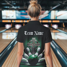 Load image into Gallery viewer, Custom Celtic Cross Faith Bowling Quarter-Zip Team Shirts For Women, Bowlers Outfits IPHW8574