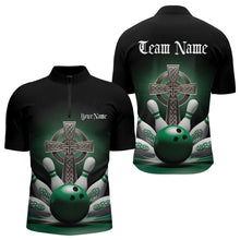 Load image into Gallery viewer, Custom Celtic Cross Faith Bowling Quarter-Zip Team Shirts For Men, Bowlers Outfits IPHW8574