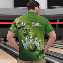 Load image into Gallery viewer, Custom Green Shamprock Saint Patricks Bowling Quarter-Zip Shirts For Men, Lucky Bowling Team Shirt IPHW8578