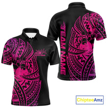 Load image into Gallery viewer, Custom Black And Pink Polynesian Tribal Bowling Men Shirt, Maori Bowling League Shirt IPHW10972