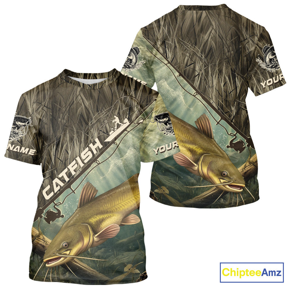 Grass Camo Custom Catfish Fishing Tournament UV Protection Fishing T-Shirts IPHW9348