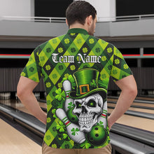 Load image into Gallery viewer, Custom St Patricks Day Skull Bowling Quarter-Zip Shirts For Men, Green Shamprock Lucky Team Shirt IPHW8581