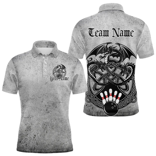 Custom Vintage Viking Dragon Bowling Polo Team Shirts For Men, Celtic Bowling Shirt IPHW8586