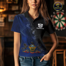Load image into Gallery viewer, Custom Smoke Flame Pennsylvania Flag Patriotic Darts Shirt For Women, Dart League Team Jerseys IPHW10745