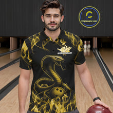 Load image into Gallery viewer, Custom Black And Yellow Flame Cobra Snake Bowling Men Shirts, Bowling League Shirt IPHW10768