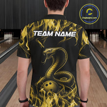 Load image into Gallery viewer, Custom Black And Yellow Flame Cobra Snake Bowling Men Shirts, Bowling League Shirt IPHW10768