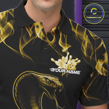 Load image into Gallery viewer, Custom Black And Yellow Flame Cobra Snake Bowling Men Shirts, Bowling League Shirt IPHW10768