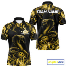 Load image into Gallery viewer, Custom Black And Yellow Flame Cobra Snake Bowling Men Shirts, Bowling League Shirt IPHW10768