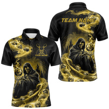 Load image into Gallery viewer, Black And Yellow Grim Reaper Custom Halloween Bowling Team Men Polo Shirts, Bowlers Outfit IPHW8894
