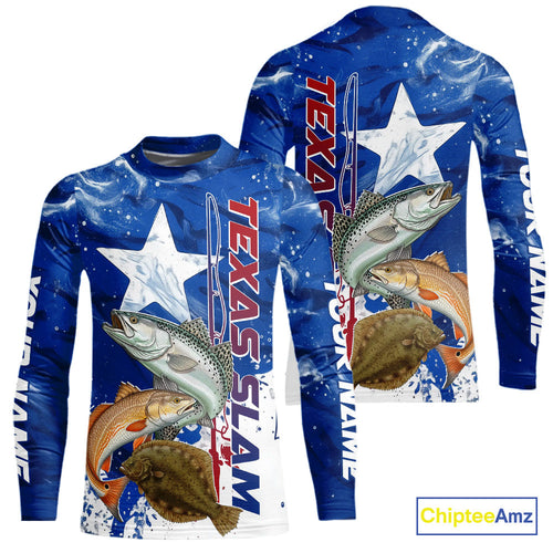 Custom Texas Slam Redish, Trout,Flounder Kid Long Sleeve Performance Sun Protection Fishing Shirts IPHW9355