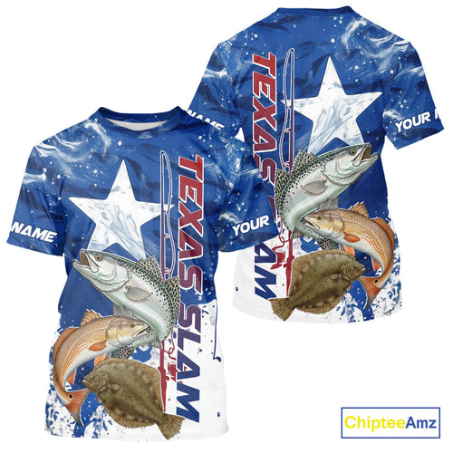 Custom Texas Slam Redish, Trout,Flounder Performance Sun Protection Fishing T-Shirts IPHW9355