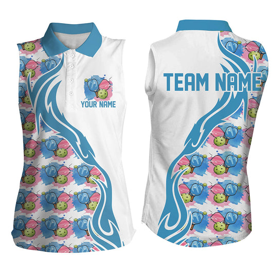 Custom Watercolor Pickleball Shirts For Women, Blue And Pink Pickleball Outfit For Team IPHW6938