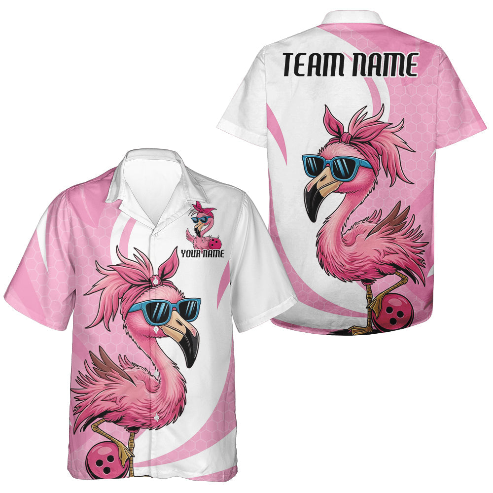 Cute Slay Pink Flamingo Custom Funny Bowling Kid Hawaiian Shirt, Flamingo Bowling Team Outfits IPHW7735