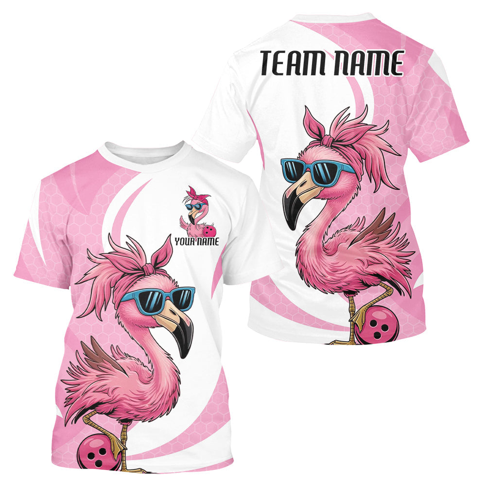 Cute Slay Pink Flamingo Custom Funny Bowling Men T-Shirts Shirt, Flamingo Bowling Team Outfits IPHW7735