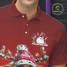 Load image into Gallery viewer, Custom Cute Funny Reindeer Christmas Bowling Men Polo Shirts, Xmas Team Bowling Shirt IPHW10114