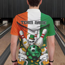 Load image into Gallery viewer, Custom Irish Flag St Patricks Day Bowling Polo Team Shirts For Men, Skull Leprechaun Bowling IPHW8588