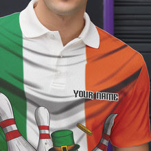 Load image into Gallery viewer, Custom Irish Flag St Patricks Day Bowling Polo Team Shirts For Men, Skull Leprechaun Bowling IPHW8588