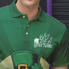 Load image into Gallery viewer, Custom Green Skull St Patricks Day Bowling Polo Shirt For Men, Lucky Bowling Tournament Shirt IPHW8591