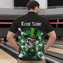 Load image into Gallery viewer, Custom Black And Green Lucky Clover St Patricks Day Skull Bowling Team Quarter-Zip Shirts For Men IPHW8593